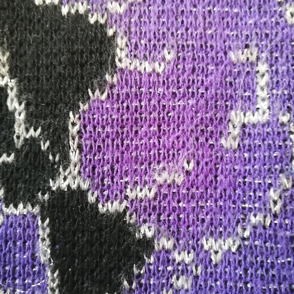 Vintage 80s D'Allairds Purple and Black Knit Metallic Floral Sweater Small - Picture 12 of 15